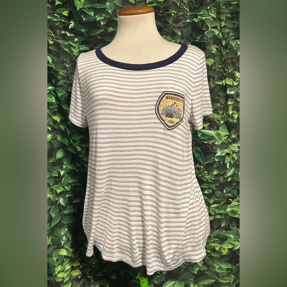 Hummingbird Brand T Shirt Wander 1989 Sheer Striped Womens Large New
